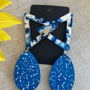 Blue Abstract Geometric Earrings